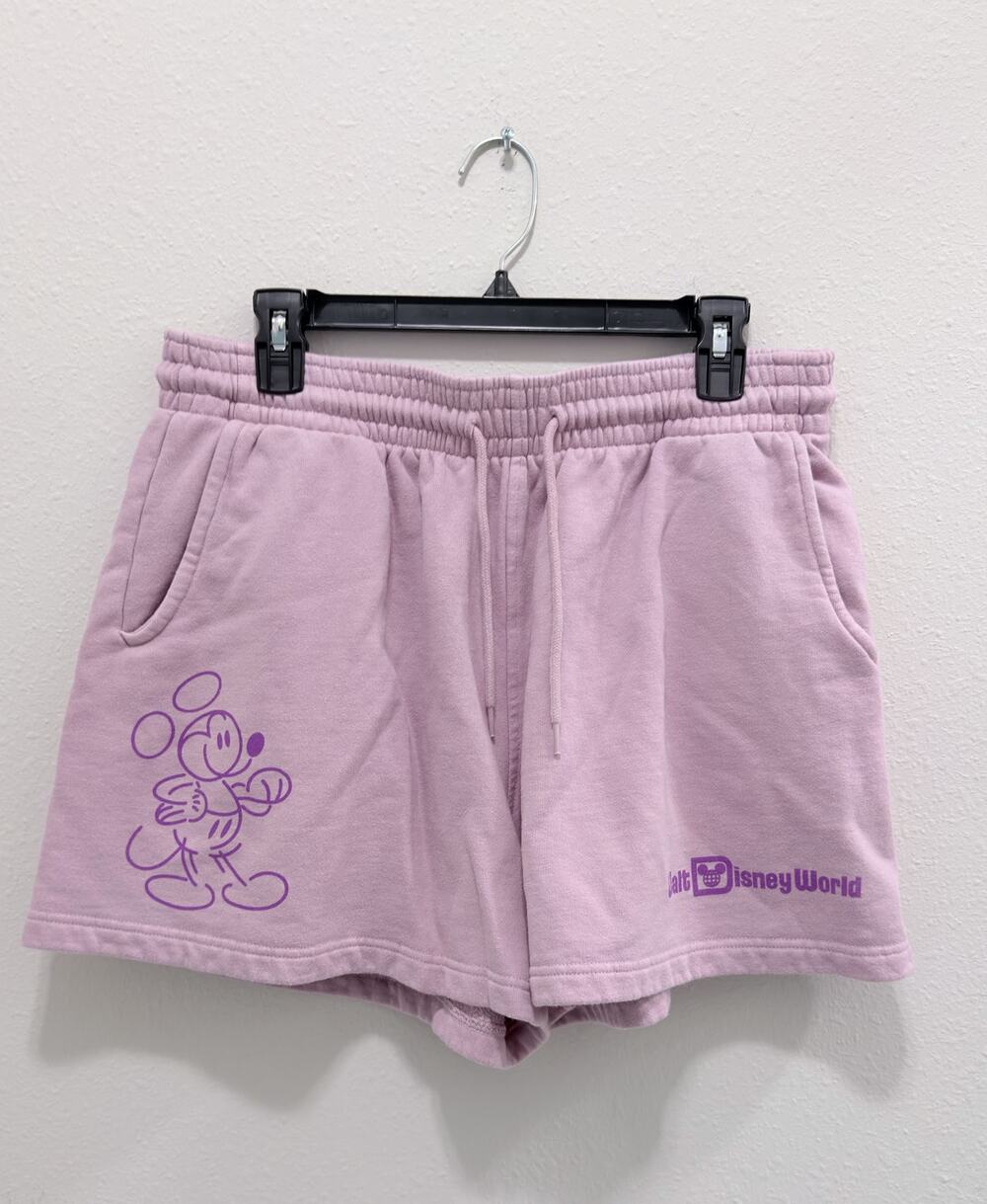 Disney Parks Mickey Mouse Womens Large Purple Sweat Shorts Fleece Lounge NWT
